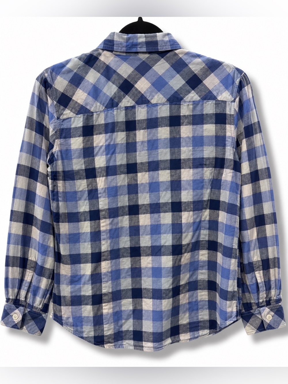 Tommy Hilfiger Navy and Light Blue Plaid Button-Down Shirt - Picture 3 of 4
